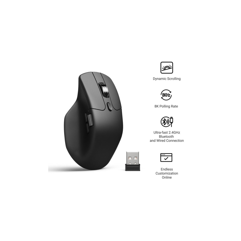 Produktbild för Keychron M6 - mus - 2.4 GHz, USB-C, Bluetooth 5.3 - svart