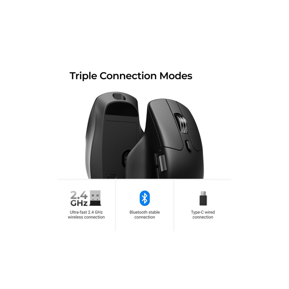 Produktbild för Keychron M6 - mus - 2.4 GHz, USB-C, Bluetooth 5.3 - svart