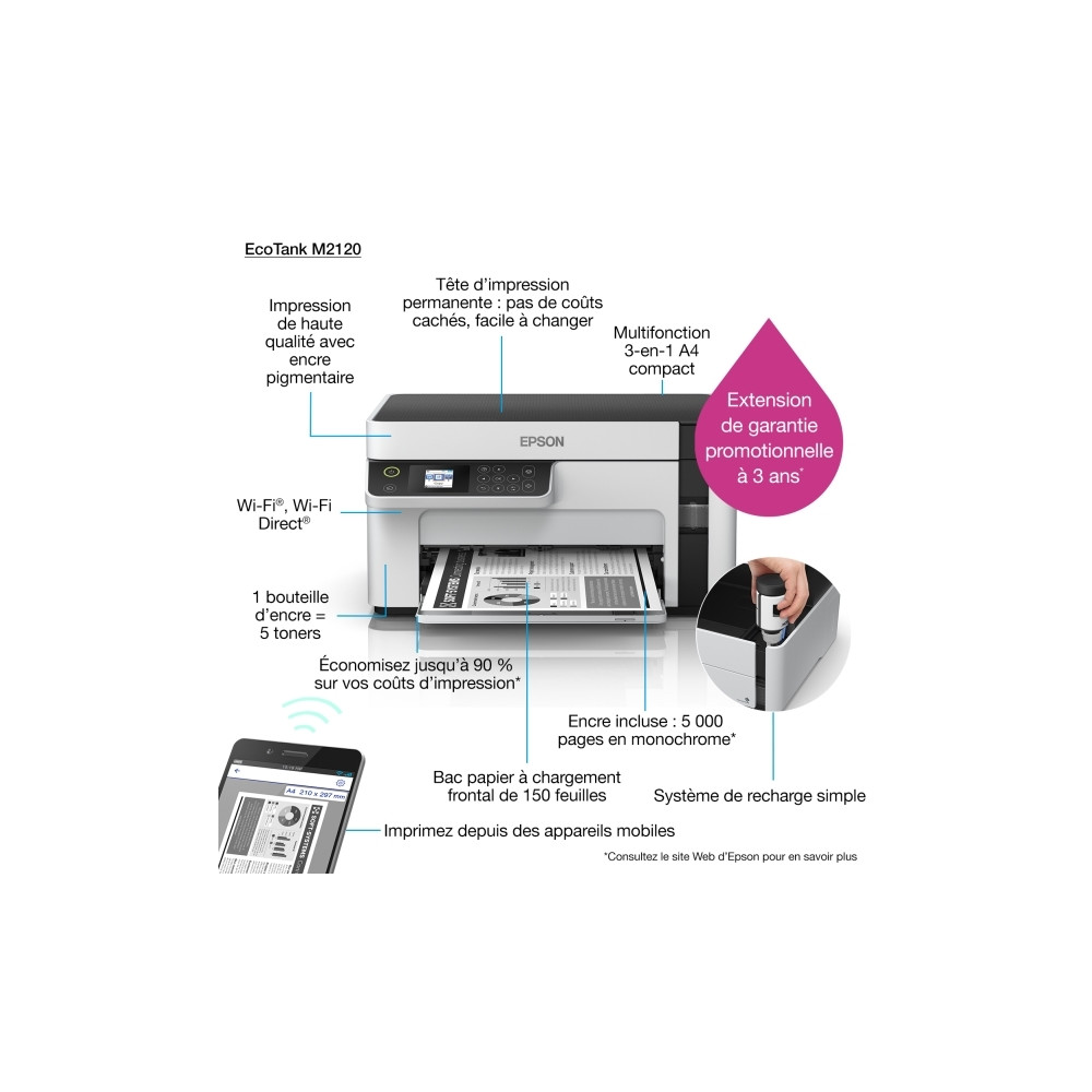 Produktbild för Epson EcoTank M2120 - multifunktionsskrivare - svartvit