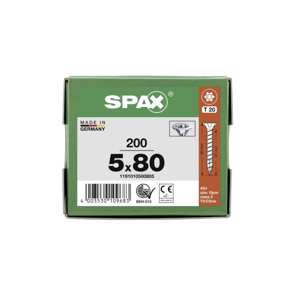 Produktbild för SPAX 1191010500805 Träskruv 5 mm 80 mm T-STAR Plus Stål WIRO...