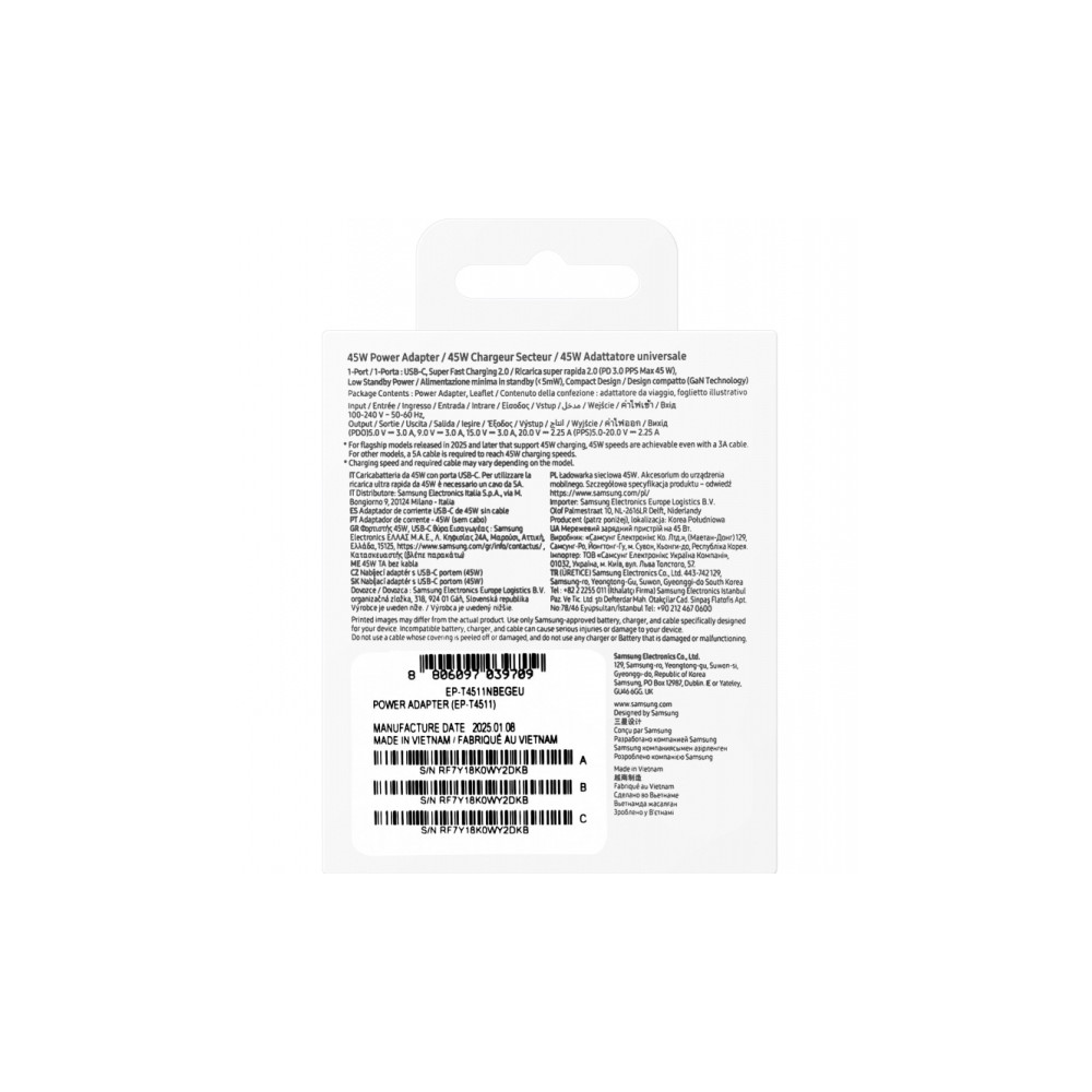 Produktbild för Samsung EP-T4511 strömadapter - USB-C - 45 Watt
