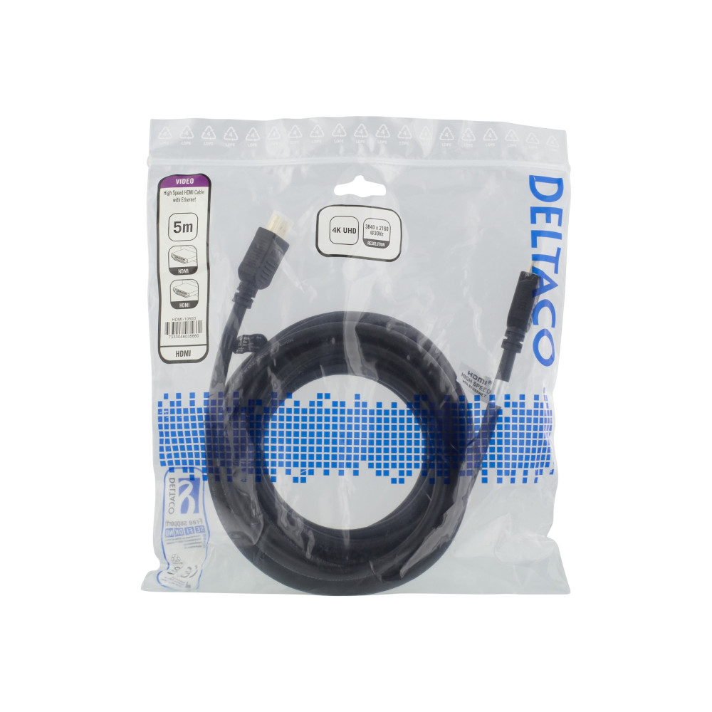 Produktbild för DELTACO HDMI-1050D - HDMI-kabel med Ethernet - 5 m