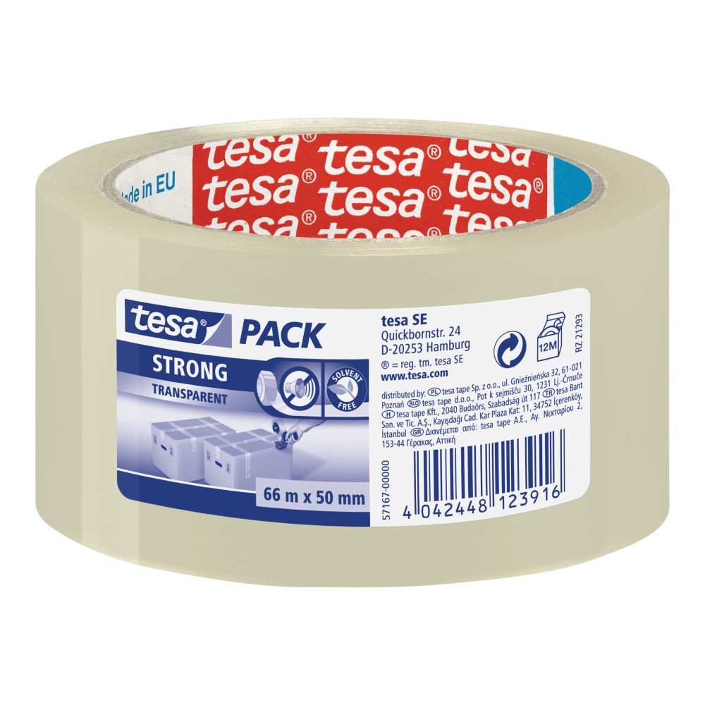 Produktbild för Tesapack Strong förpackningstejp - 50 mm x 66 m - genomskinlig