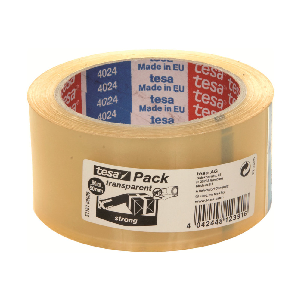 Produktbild för Tesapack Strong förpackningstejp - 50 mm x 66 m - genomskinlig