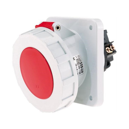 BALS BALS CEE uttag H6 400V 125A 5-pol röd infälld fläns 114x114...