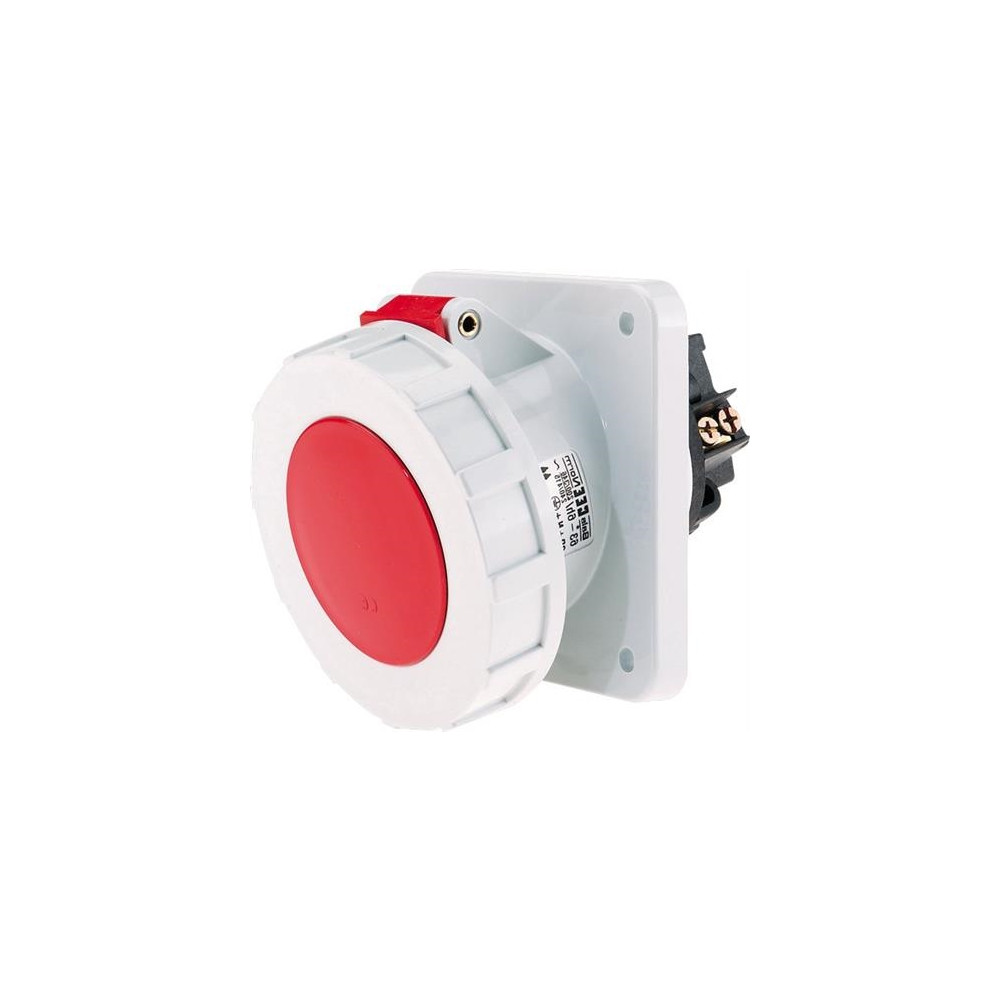 Produktbild för BALS CEE uttag H6 400V 125A 5-pol röd infälld fläns 114x114...