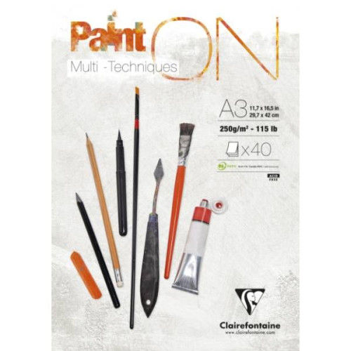 Clairefontaine Clairefontaine Paint-On Block A3 250 g 40 ark vitt papper, m...