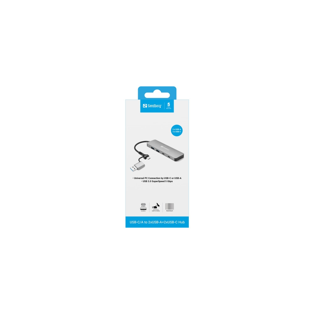Produktbild för Sandberg - hubb - USB-C/A - 4 portar