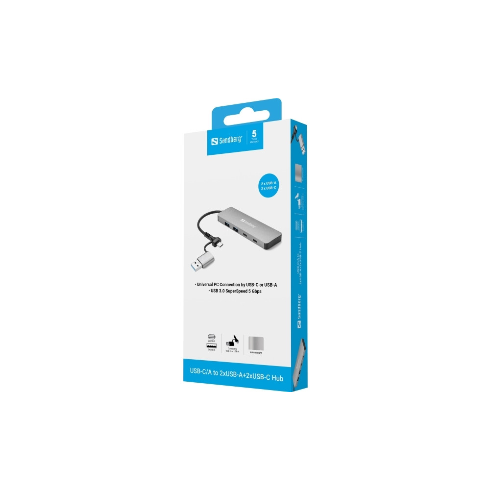 Produktbild för Sandberg - hubb - USB-C/A - 4 portar