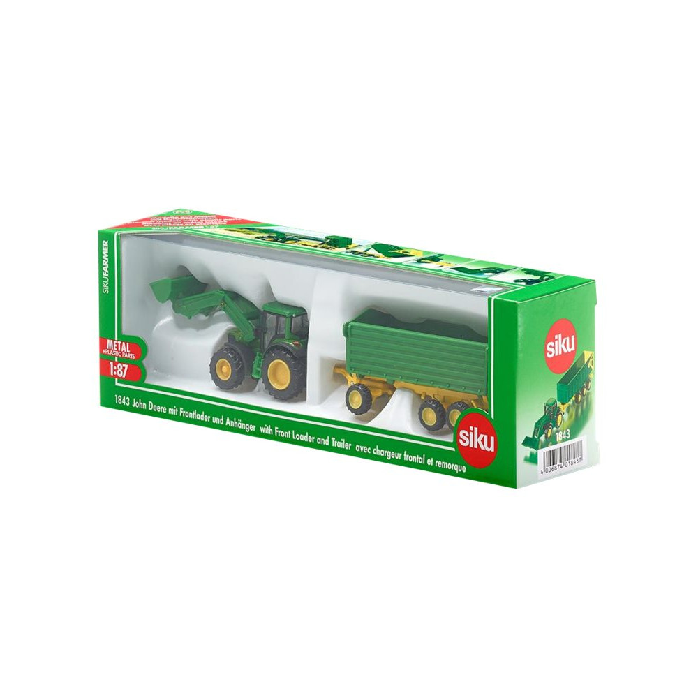 Produktbild för Siku Farmer - John Deere With Front Loader And Trailer