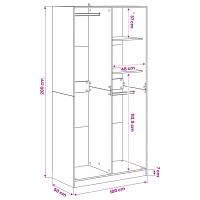 Produktbild för Garderob med hylla Svart ek 100 x 50 x 200 cm Konstruerat trä