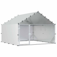 Produktbild för Hönsgård med tak Silver 200 x 200 x 150 cm Galvaniserat stål