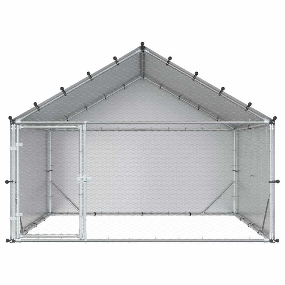 Produktbild för Hönsgård med tak Silver 200 x 200 x 150 cm Galvaniserat stål