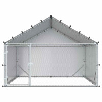 Produktbild för Hönsgård med tak Silver 200 x 200 x 150 cm Galvaniserat stål