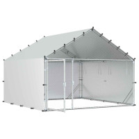 Produktbild för Hönsgård med tak Silver 200 x 200 x 150 cm Galvaniserat stål
