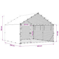 Produktbild för Hönsgård med tak Silver 200 x 200 x 150 cm Galvaniserat stål