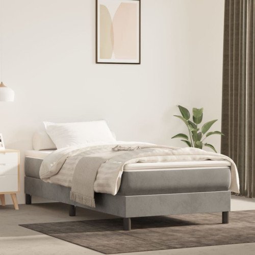 vidaXL Pocketresårmadrass medium ljusgrå 100x203x20 cm sammet