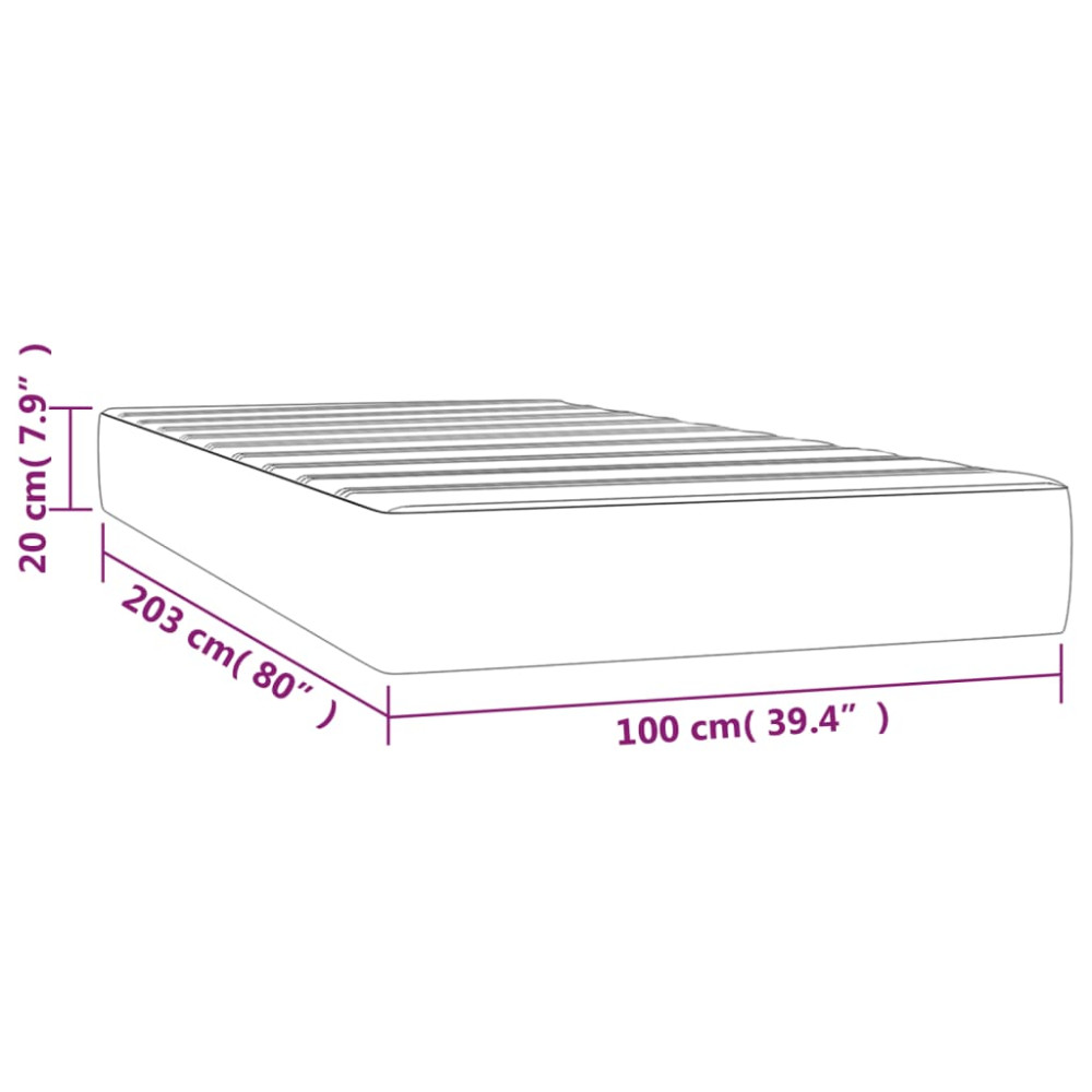 Produktbild för Pocketresårmadrass medium ljusgrå 100x203x20 cm sammet
