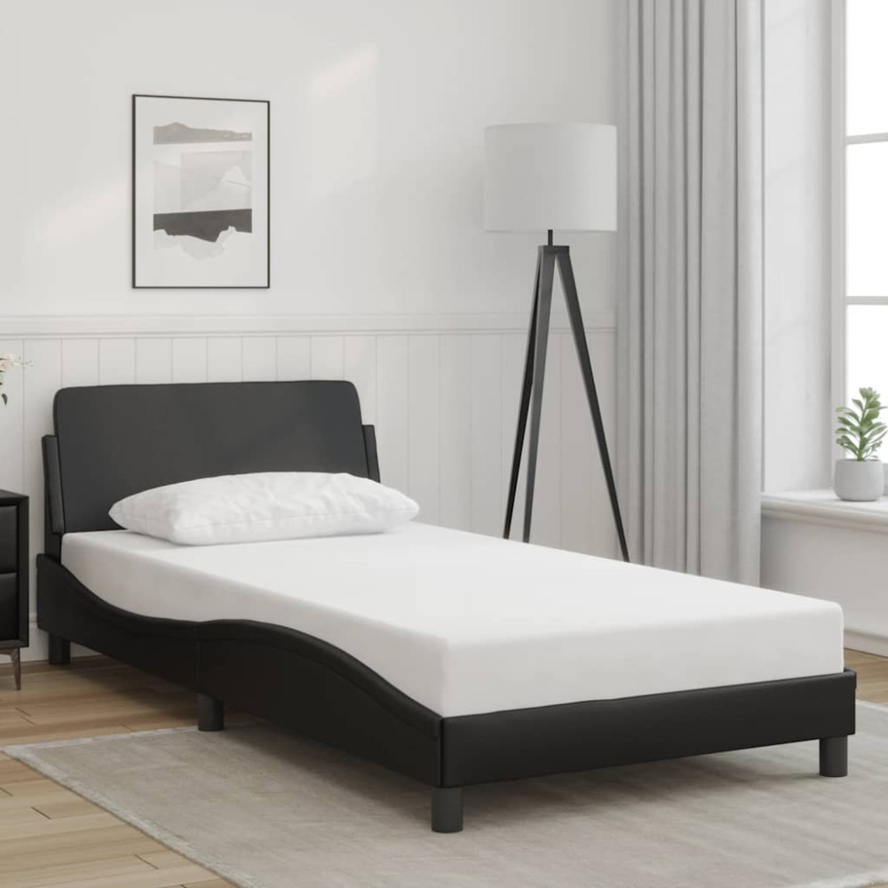 Produktbild för Bed Frame "Dover" Black 100x190 cm Faux Leather