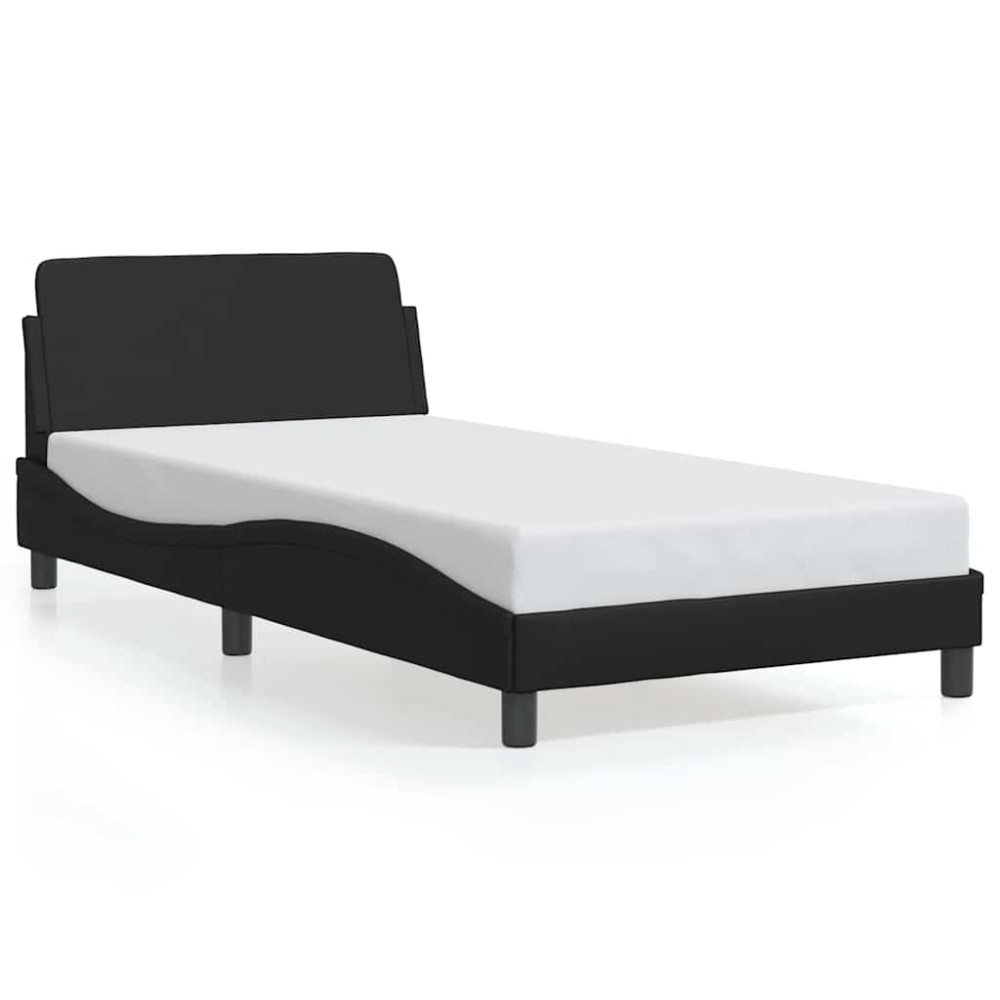 Produktbild för Bed Frame "Dover" Black 100x190 cm Faux Leather
