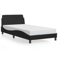 Produktbild för Bed Frame "Dover" Black 100x190 cm Faux Leather