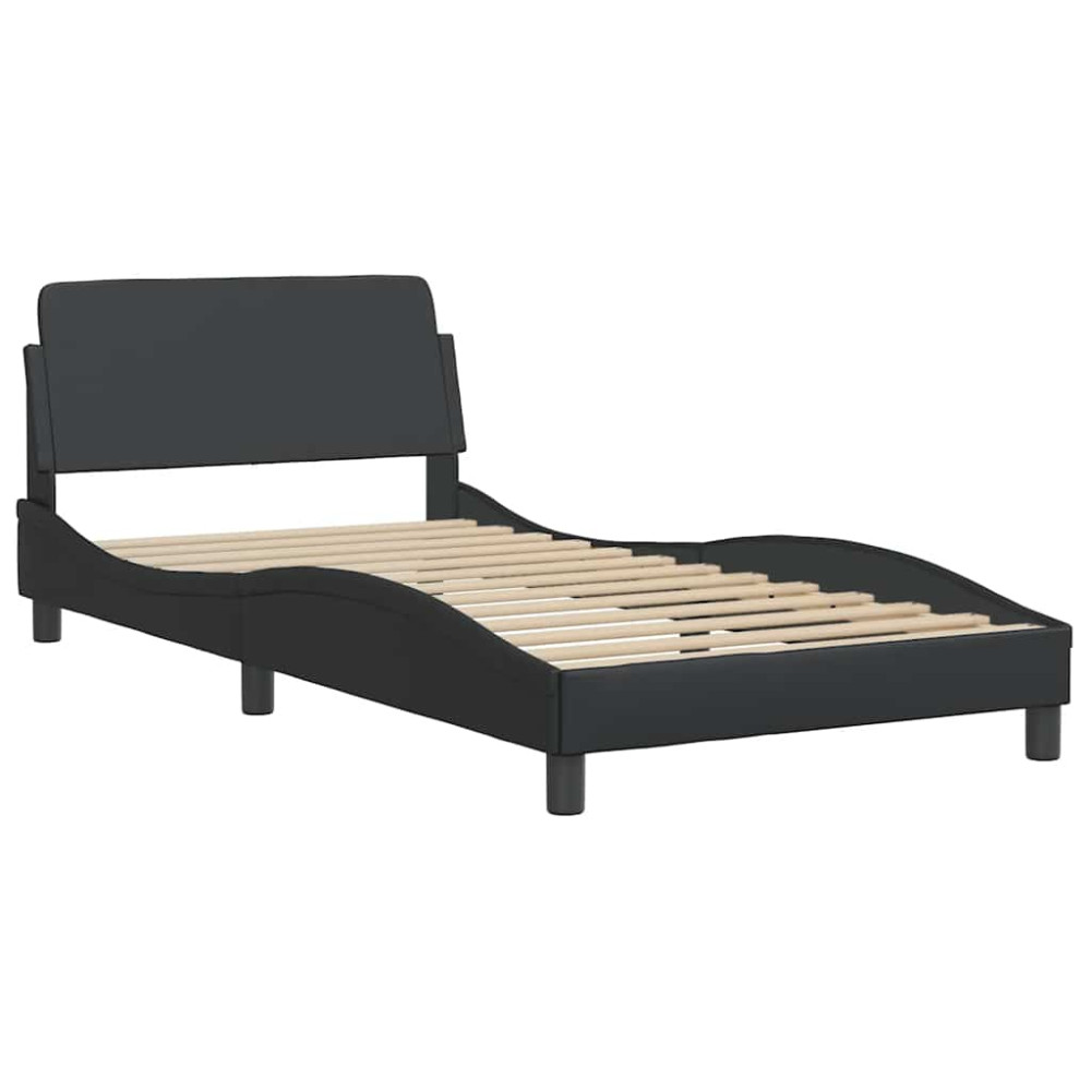 Produktbild för Bed Frame "Dover" Black 100x190 cm Faux Leather