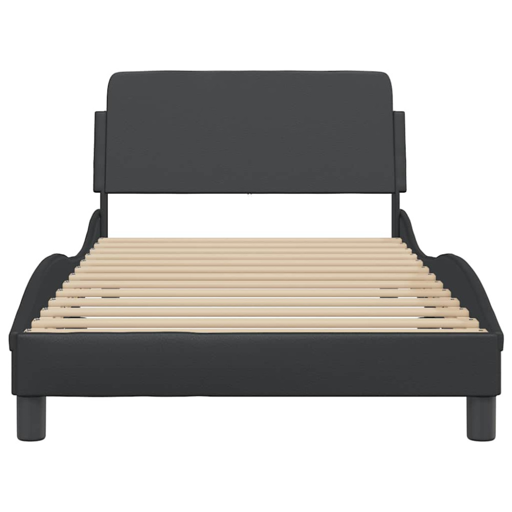 Produktbild för Bed Frame "Dover" Black 100x190 cm Faux Leather