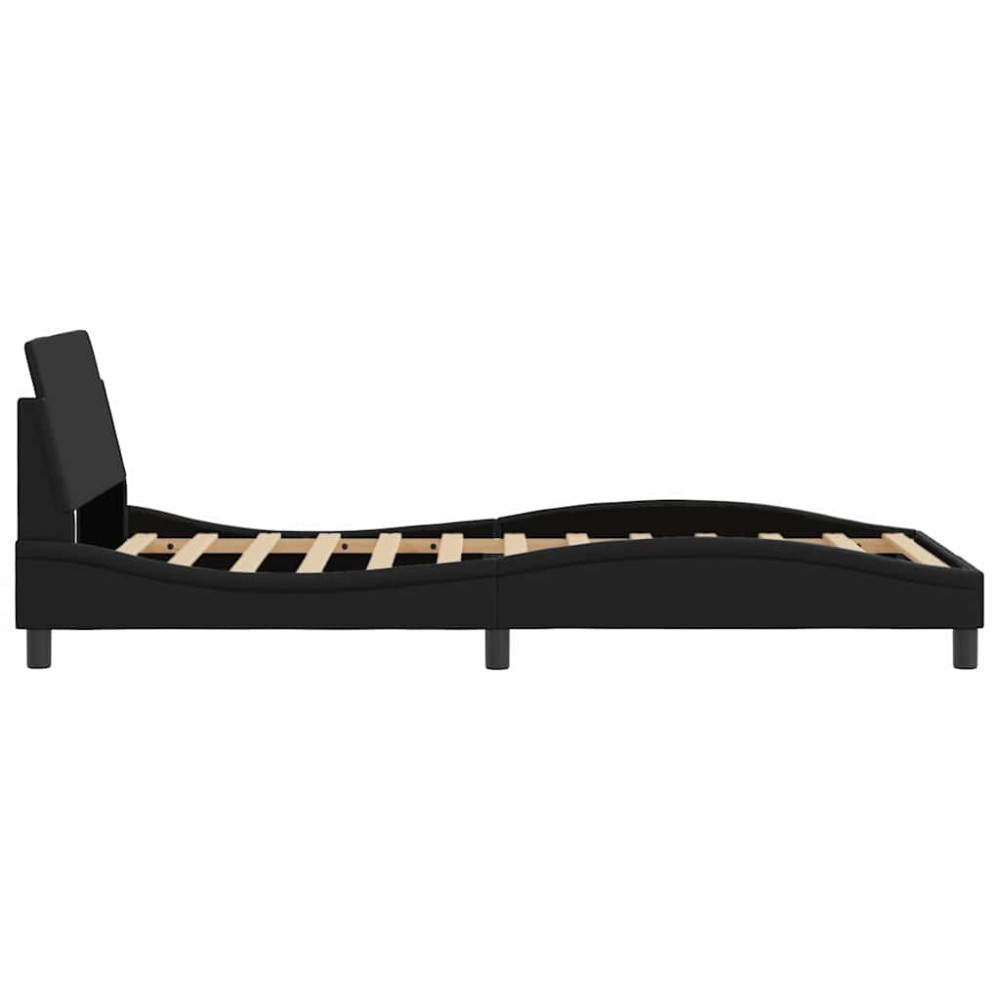 Produktbild för Bed Frame "Dover" Black 100x190 cm Faux Leather
