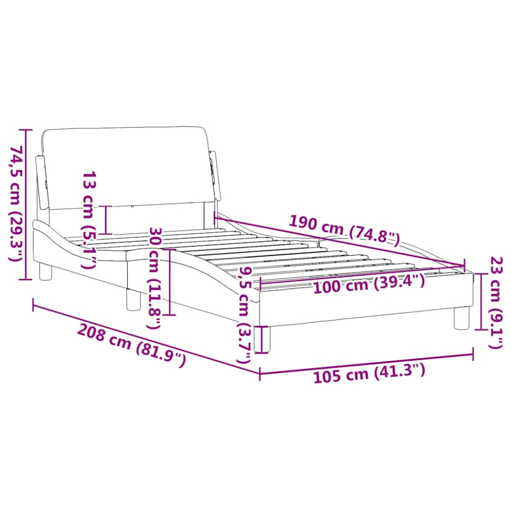 Produktbild för Bed Frame "Dover" Black 100x190 cm Faux Leather