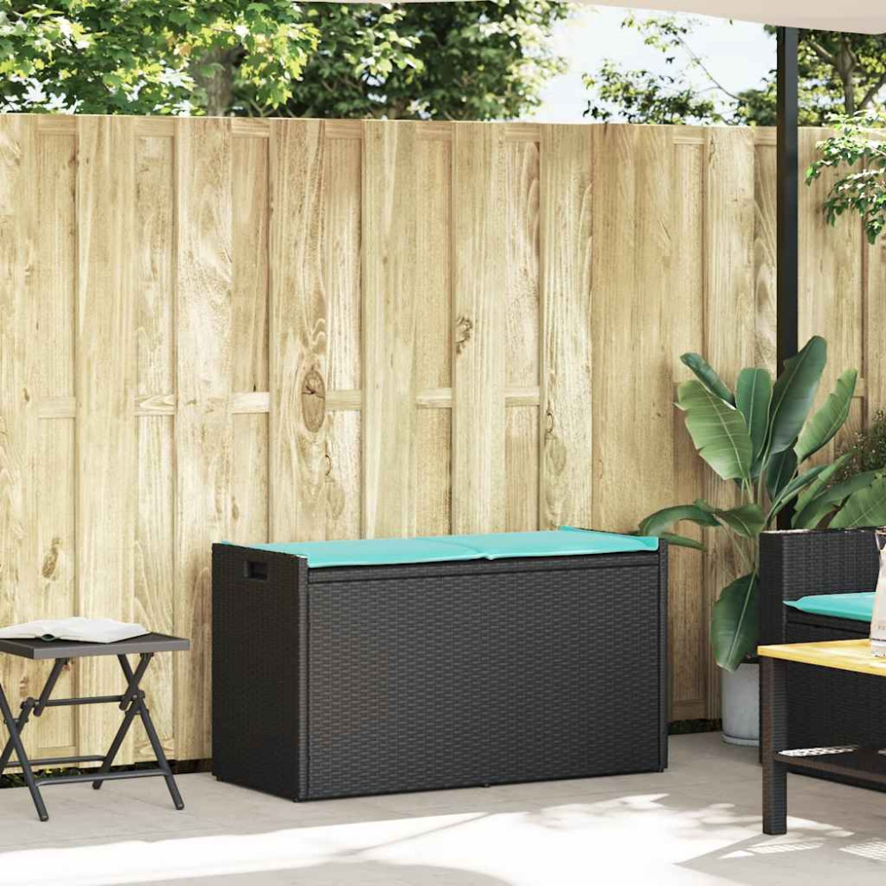 Produktbild för Förvaringsbänk för utomhusbruk dyna svart 100 cm konstrotting