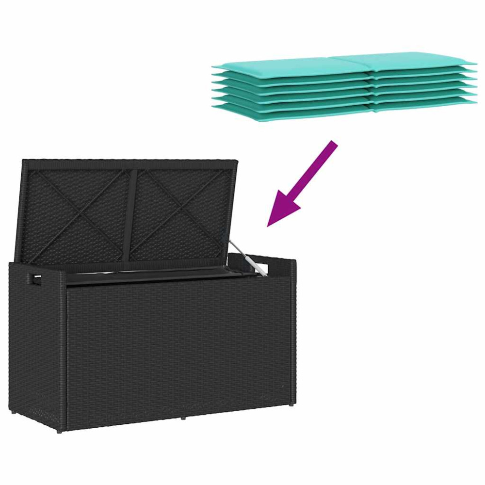 Produktbild för Förvaringsbänk för utomhusbruk dyna svart 100 cm konstrotting