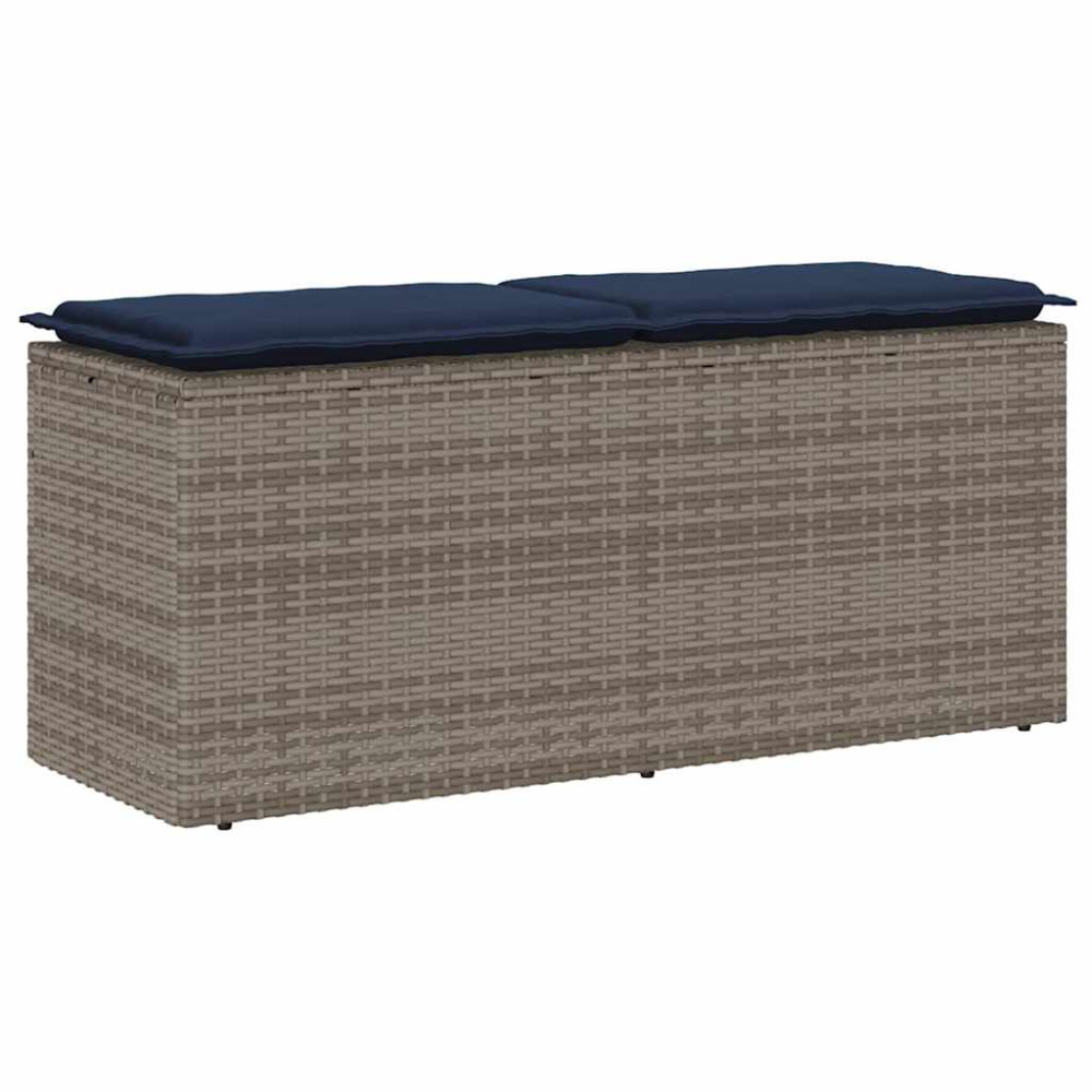 Produktbild för Trädgårdsbänk med dyna grå 110x40x44 cm konstrotting