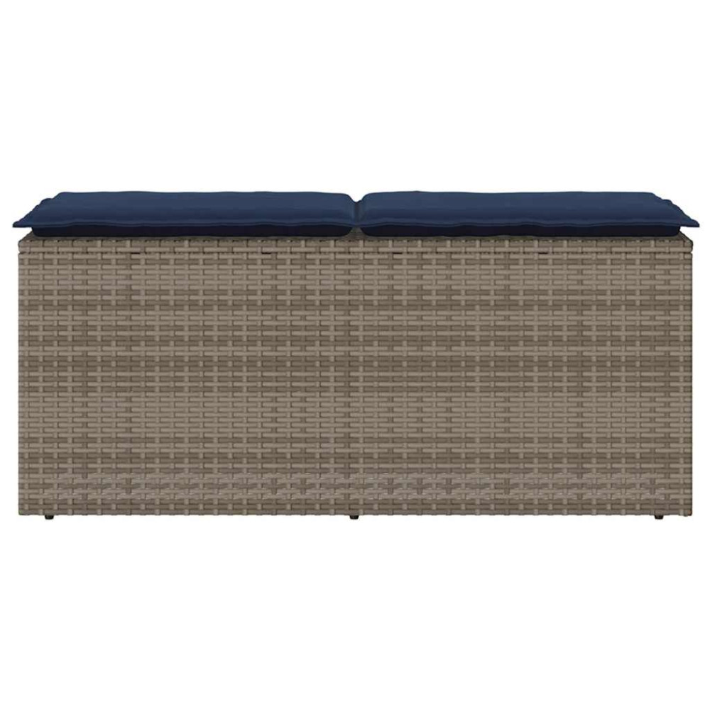 Produktbild för Trädgårdsbänk med dyna grå 110x40x44 cm konstrotting