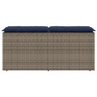 Produktbild för Trädgårdsbänk med dyna grå 110x40x44 cm konstrotting
