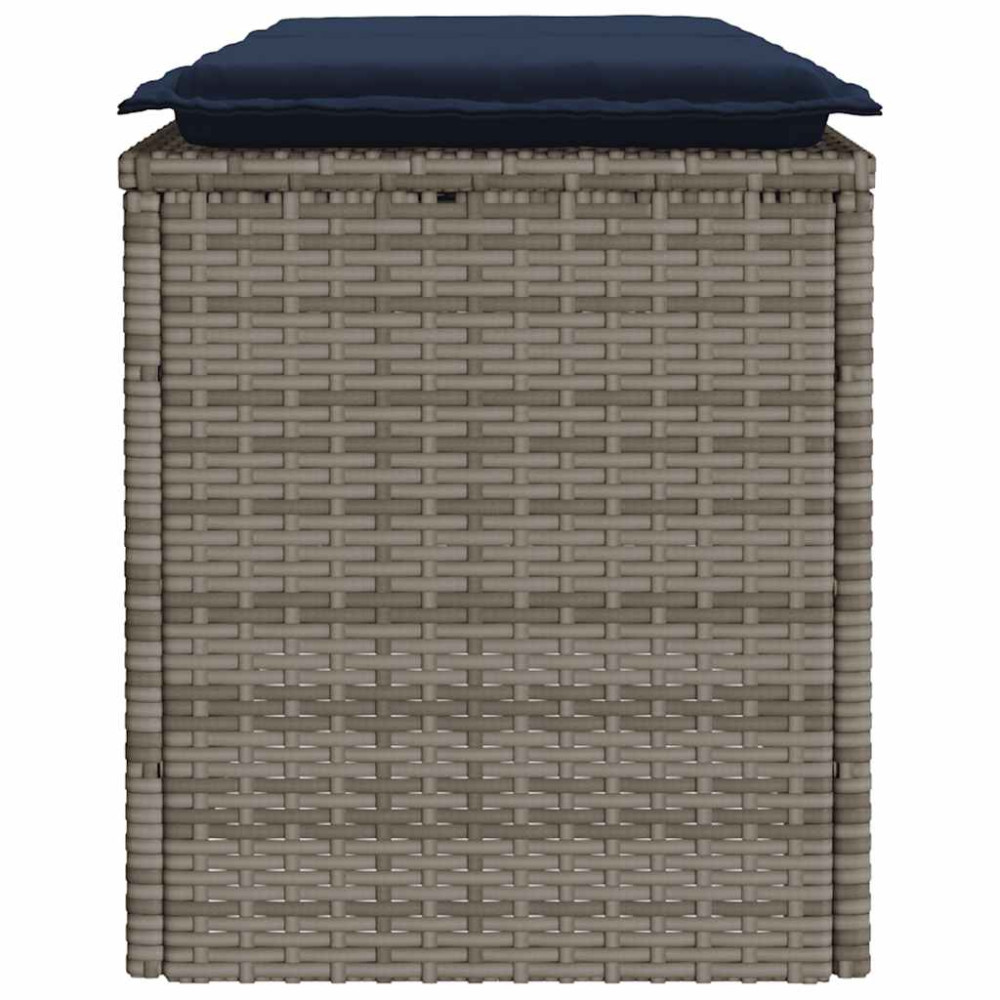 Produktbild för Trädgårdsbänk med dyna grå 110x40x44 cm konstrotting