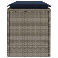 Produktbild för Trädgårdsbänk med dyna grå 110x40x44 cm konstrotting