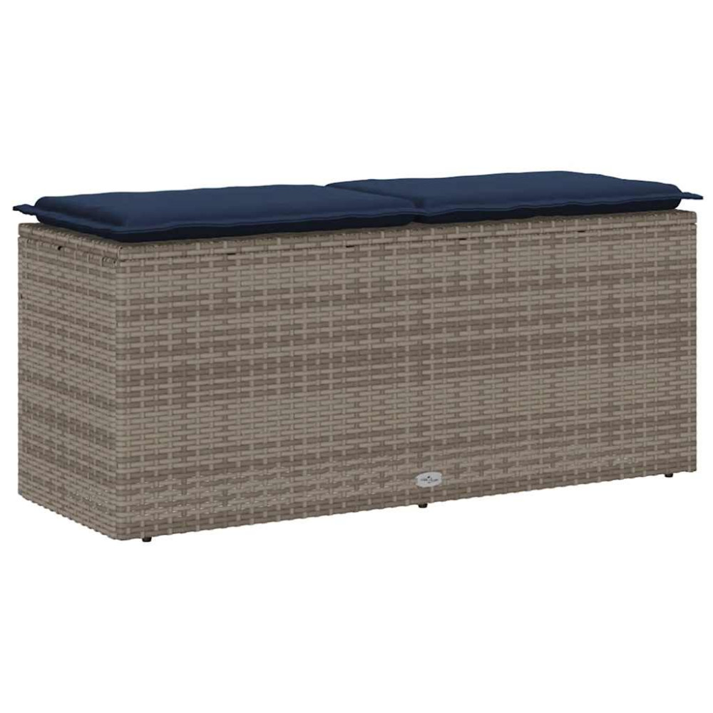 Produktbild för Trädgårdsbänk med dyna grå 110x40x44 cm konstrotting