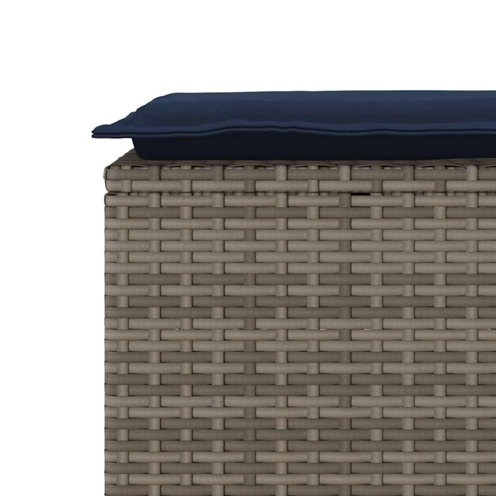 Produktbild för Trädgårdsbänk med dyna grå 110x40x44 cm konstrotting