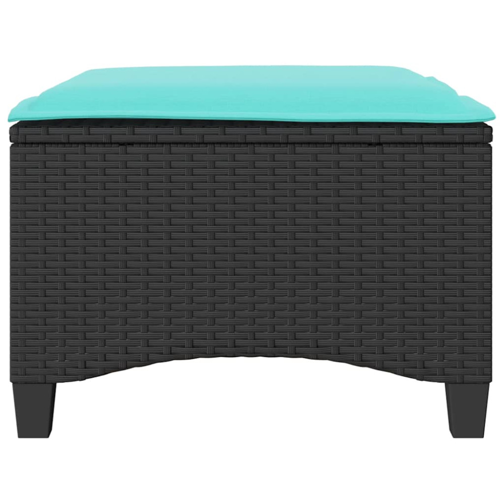 Produktbild för Trädgårdspallar med dynor 2 st svart 55x55x36 cm konstrotting