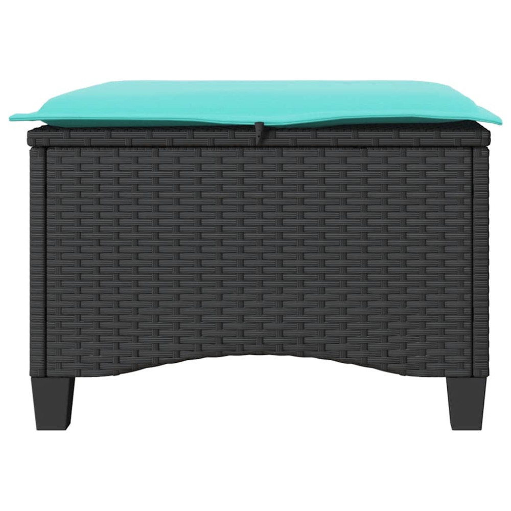 Produktbild för Trädgårdspallar med dynor 2 st svart 55x55x36 cm konstrotting
