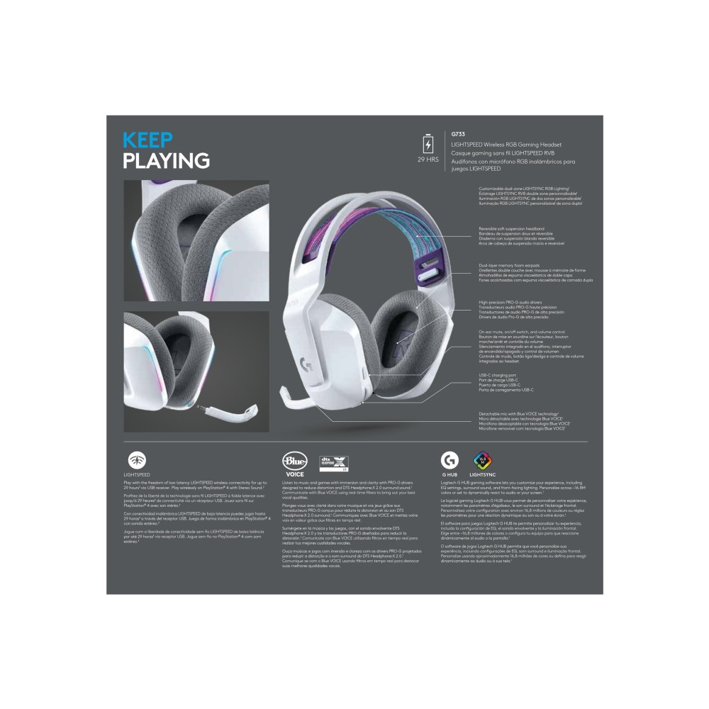 Produktbild för Logitech G G733 LIGHTSPEED Wireless RGB Gaming Headset