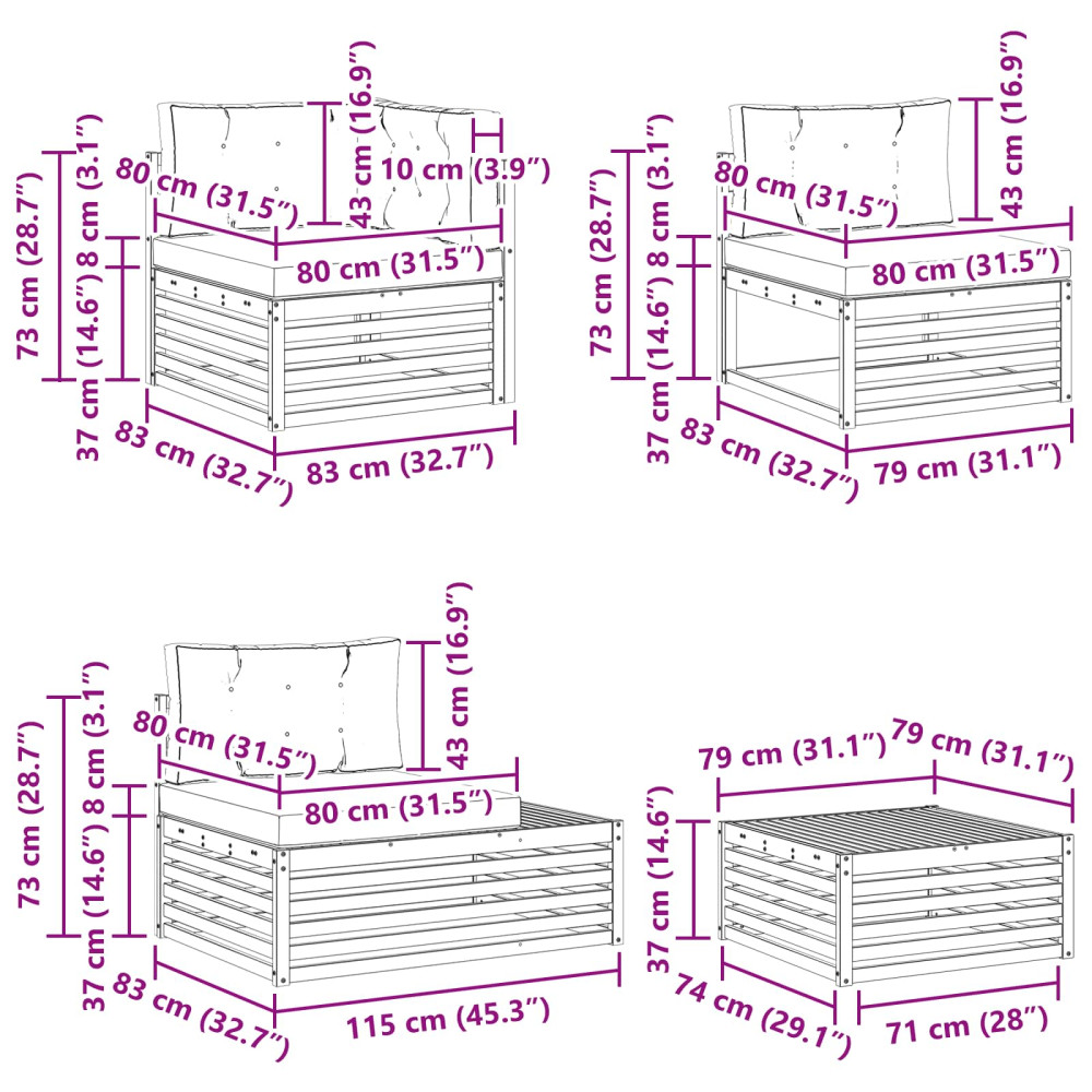 Produktbild för Utomhussoffset 6 Stycke