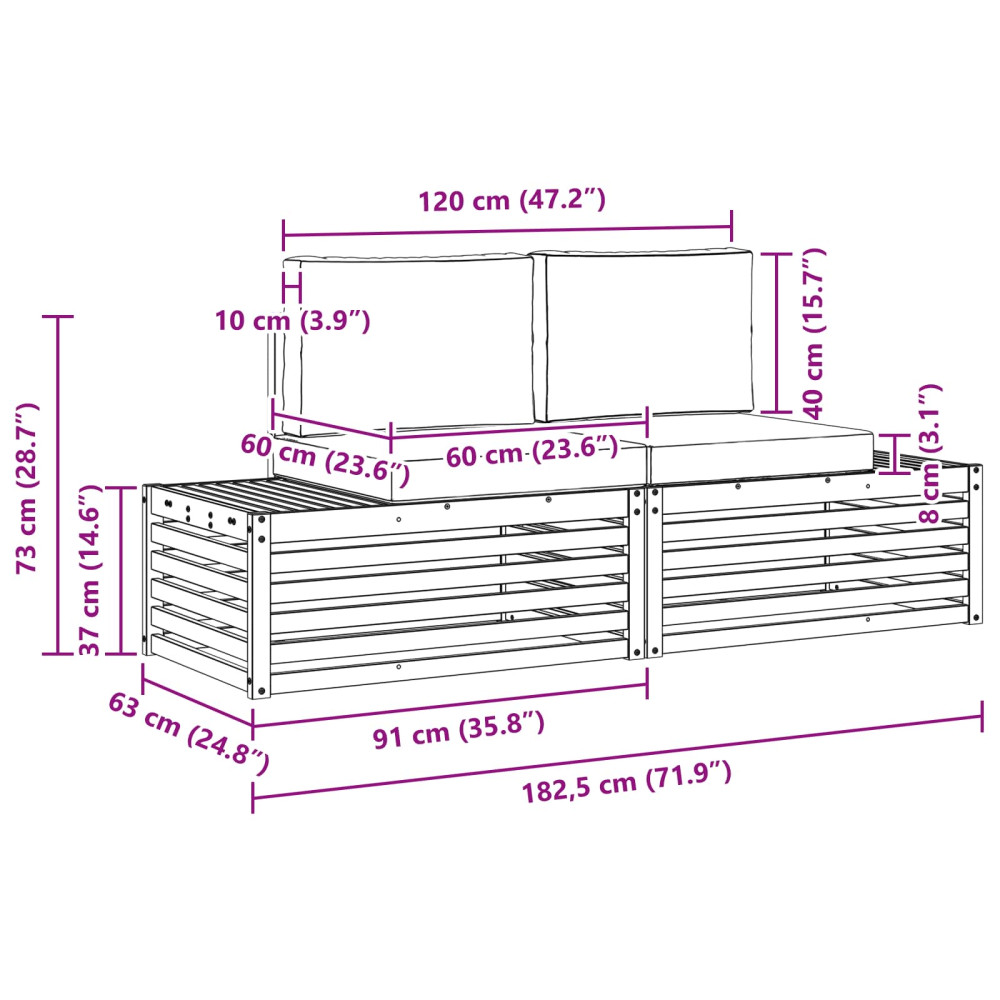 Produktbild för Soffgrupper 3 Stycke 182,5 x 63 x 73 cm