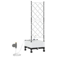Produktbild för Trädgårdsplanterare med Vattning och Hjul Vit 40 x 40 x 132 cm