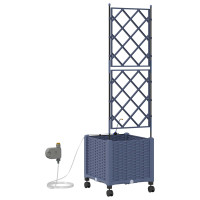 Produktbild för Trädgårdsplanterare med Vattning och Hjul Grå 40 x 40 x 148 cm