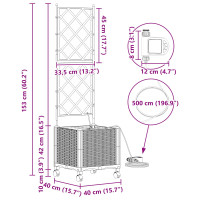 Produktbild för Trädgårdsplanterare med Vattning och Hjul Vit 40 x 40 x 148 cm