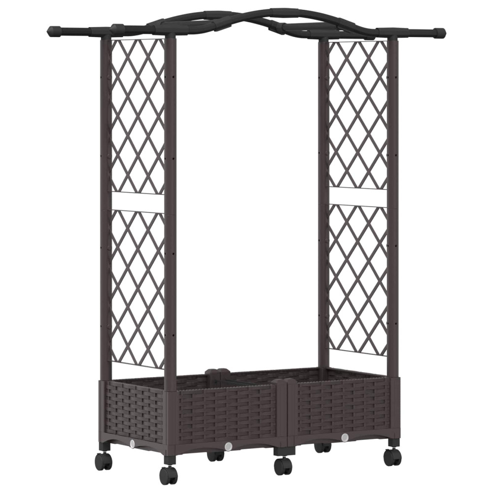 Produktbild för Upphöjd Bädd med Spaljé och Tak Brun 124 x 40 x 129 cm PP