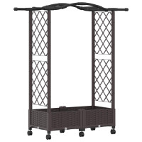 Produktbild för Upphöjd Bädd med Spaljé och Tak Brun 124 x 40 x 129 cm PP