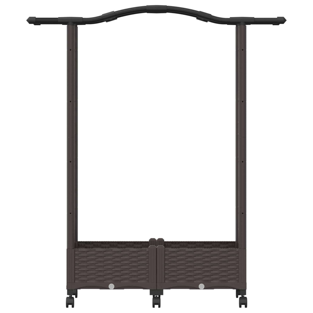 Produktbild för Upphöjd Bädd med Spaljé och Tak Brun 124 x 40 x 129 cm PP