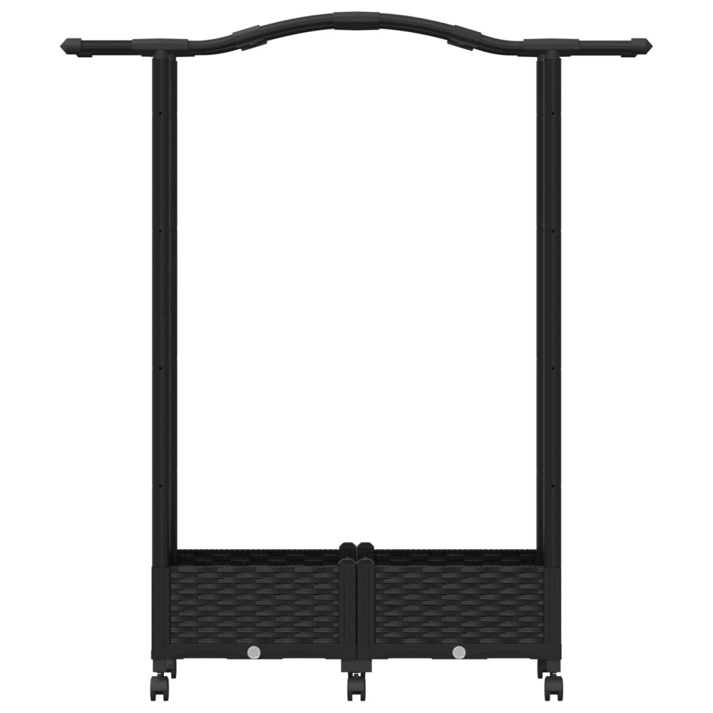 Produktbild för Upphöjd Bädd med Spaljé och Tak Svart 124 x 40 x 129 cm PP